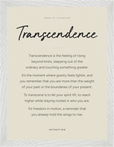 Transcendence Word of Intention Framed print 30x40 cm / 12x16″ White frame Linen paper