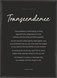 Transcendence Word of Intention Framed print 50x70 cm / 20x28″ Black frame Carbon paper