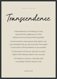 Transcendence Word of Intention Framed print 50x70 cm / 20x28″ Black frame Linen paper