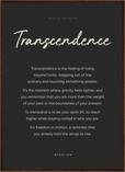 Transcendence Word of Intention Framed print 50x70 cm / 20x28″ Dark wood frame Carbon paper