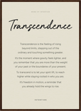 Transcendence Word of Intention Framed print 50x70 cm / 20x28″ Dark wood frame Linen paper