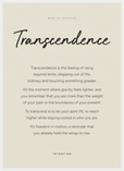 Transcendence Word of Intention Framed print 50x70 cm / 20x28″ White frame Linen paper