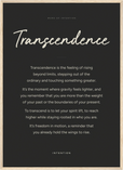 Transcendence Word of Intention Framed print 50x70 cm / 20x28″ Wood frame Carbon paper