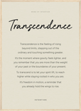 Transcendence Word of Intention Framed print 50x70 cm / 20x28″ Wood frame Linen paper