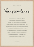 Transcendence Word of Intention Framed print 50x70 cm / 20x28″ Wood frame Linen paper