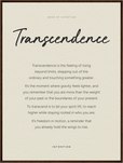 Transcendence Word of Intention Framed print 60x80 cm / 24x32″ Dark wood frame Linen paper
