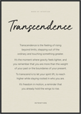 Transcendence Word of Intention Framed print 70x100 cm / 28x40″ Black frame Linen paper