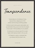 Transcendence Word of Intention Framed print A1 (59.4 x 84.1 cm) Black frame Linen paper