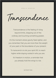 Transcendence Word of Intention Framed print A3 (29.7 x 42 cm) Black frame Linen paper
