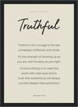 Truthful Word of Intention Framed print 21x29.7 cm / 8x12" Black frame Linen paper