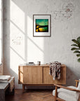 Underwater Flight Framed print 40x50 cm / 16x20″ Dark wood frame in interior