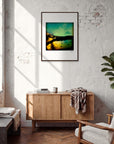 Underwater Flight Framed print 60x80 cm / 24x32″ Dark wood frame in interior