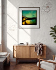 Underwater Flight Framed print 70x70 cm / 28x28″ Dark wood frame in interior