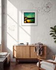 Underwater Flight Framed print 50x50 cm / 20x20″ White frame in interior