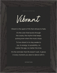 Vibrant Word of Intention Framed print 13x18 cm / 5x7″ Black frame Carbon paper