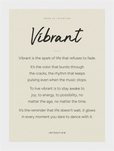 Vibrant Word of Intention Framed print 13x18 cm / 5x7″ White frame Linen paper