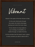 Vibrant Word of Intention Framed print 21x29.7 cm / 8x12" Dark wood frame Carbon paper