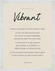Vibrant Word of Intention Framed print 30x40 cm / 12x16″ White frame Linen paper
