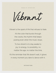 Vibrant Word of Intention Framed print 30x40 cm / 12x16″ White frame Linen paper