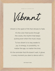 Vibrant Word of Intention Framed print 30x40 cm / 12x16″ Wood frame Linen paper
