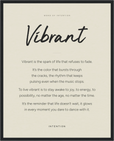 Vibrant Word of Intention Framed print 40x50 cm / 16x20″ Black frame Linen paper