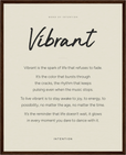 Vibrant Word of Intention Framed print 40x50 cm / 16x20″ Dark wood frame Linen paper