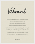 Vibrant Word of Intention Framed print 40x50 cm / 16x20″ White frame Linen paper