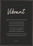 Vibrant Word of Intention Framed print 50x70 cm / 20x28″ Black frame Carbon paper