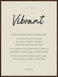 Vibrant Word of Intention Framed print 60x80 cm / 24x32″ Dark wood frame Linen paper
