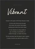 Vibrant Word of Intention Framed print 70x100 cm / 28x40″ Black frame Carbon paper