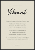 Vibrant Word of Intention Framed print 70x100 cm / 28x40″ Black frame Linen paper