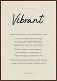 Vibrant Word of Intention Framed print 70x100 cm / 28x40″ Dark wood frame Linen paper