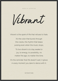 Vibrant Word of Intention Framed print A1 (59.4 x 84.1 cm) Black frame Linen paper