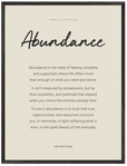 Abundance Word of Intention Framed print 60x80 cm / 24x32″ Black frame Linen paper