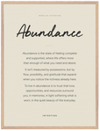 Abundance Word of Intention Framed print 60x80 cm / 24x32″ Wood frame Linen paper