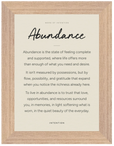 Abundance Word of Intention Framed print 13x18 cm / 5x7″ Wood frame Linen paper