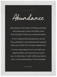Abundance Word of Intention Framed print 21x29.7 cm / 8x12" White frame Carbon paper