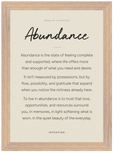 Abundance Word of Intention Framed print 21x29.7 cm / 8x12" Wood frame Linen paper