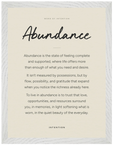 Abundance Word of Intention Framed print 30x40 cm / 12x16″ White frame Linen paper
