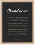 Abundance Word of Intention Framed print 30x40 cm / 12x16″ Wood frame Carbon paper