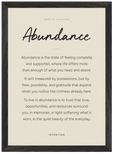 Abundance Word of Intention Framed print A3 (29.7 x 42 cm) Black frame Linen paper