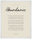 Abundance Word of Intention Framed print 40x50 cm / 16x20″ White frame Linen paper