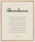 Abundance Word of Intention Framed print 40x50 cm / 16x20″ Wood frame Linen paper