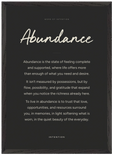 Abundance Word of Intention Framed print A2 (42 x 59.4 cm) Black frame Carbon paper