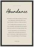 Abundance Word of Intention Framed print A2 (42 x 59.4 cm) Black frame Linen paper