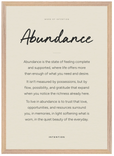 Abundance Word of Intention Framed print A2 (42 x 59.4 cm) Wood frame Linen paper