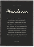 Abundance Word of Intention Framed print 50x70 cm / 20x28″ Black frame Carbon paper
