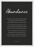 Abundance Word of Intention Framed print 50x70 cm / 20x28″ White frame Carbon paper