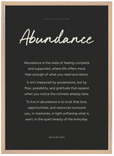 Abundance Word of Intention Framed print 50x70 cm / 20x28″ Wood frame Carbon paper