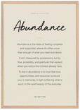 Abundance Word of Intention Framed print 50x70 cm / 20x28″ Wood frame Linen paper